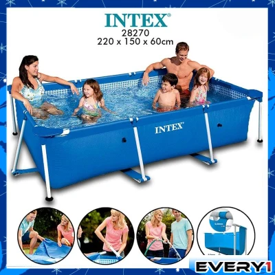INTEX 28270 (NP264) 2.20 Meter Rectangular Frame Pool PVC Pipe Rack Pool Bracket Large Family Adult Children Recreation Swimming Water Pool At Home Outdoor