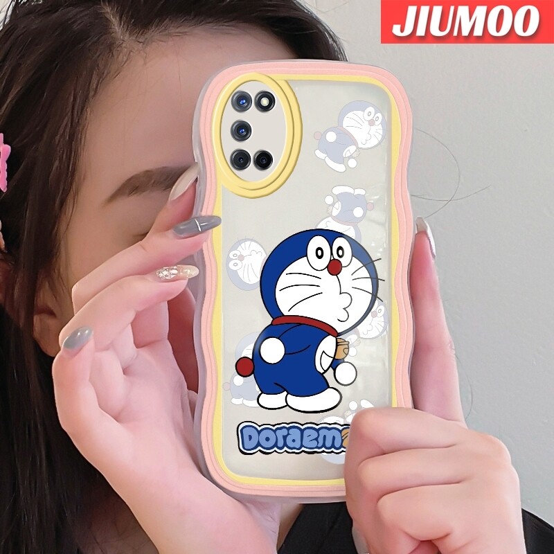 JIUMOO Case For OPPO A52 A92 A72 4G Case Mischievous Doraemon Pattern Colour Wave Border Soft Clear TPU Shockproof Phone Cases Precision Hole Camera Casing Wear Resistant Silica Gel Protective Cover