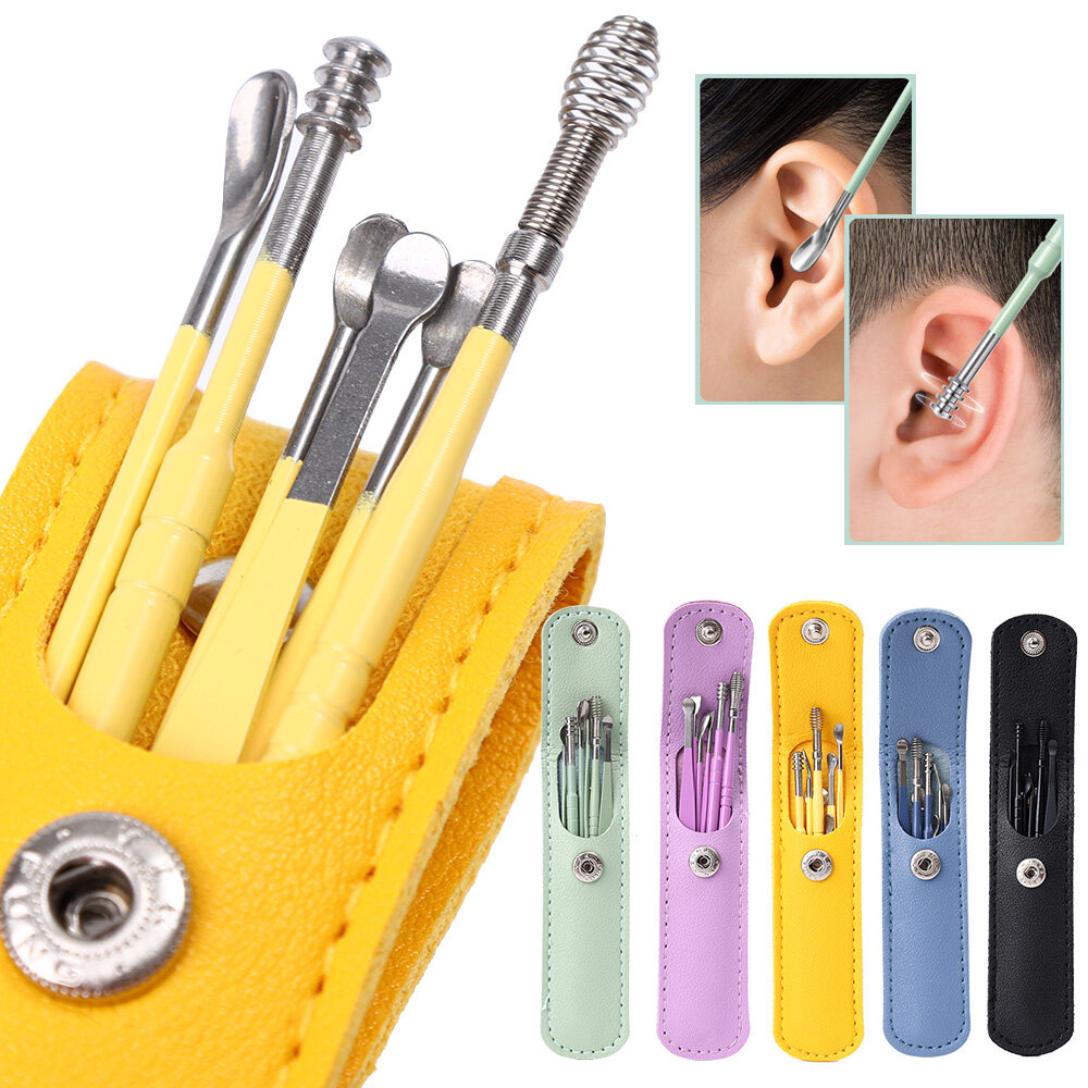 6Pcs Ear Pick ชุดทำความสะอาดเกลียวเครื่องมือช้อน Ear Wax Remover