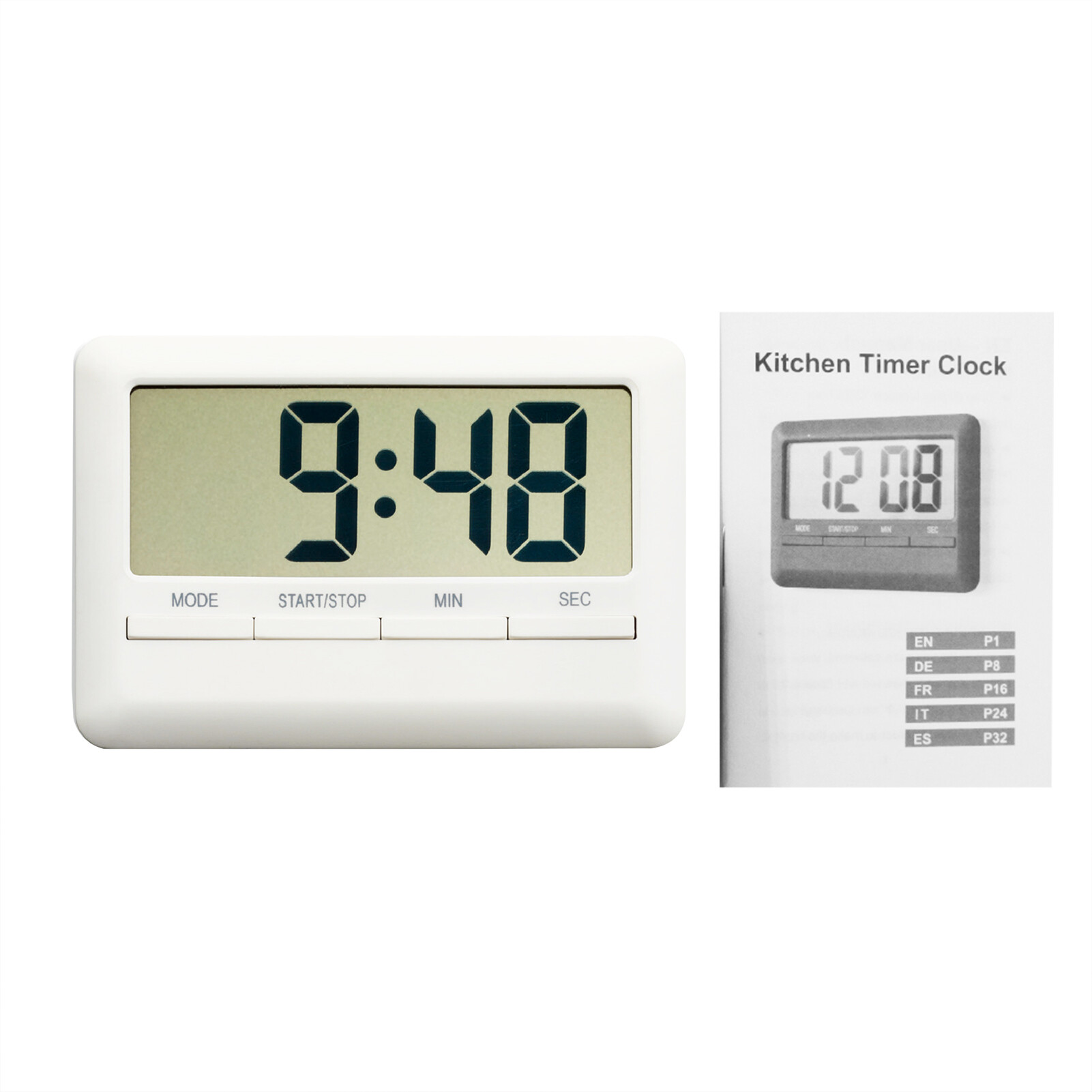 KKmoon LCD Digital Alarm Clock Timer Large Time Manual Countdown for Cooking Shower Study Stopwatch Kitchen Magnetic Electronic Clock