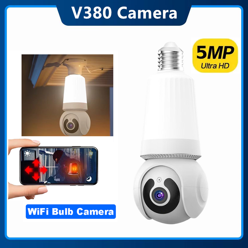 V380 Camera Light Bulb Security Camera Floodlight Night Vision Motion ...