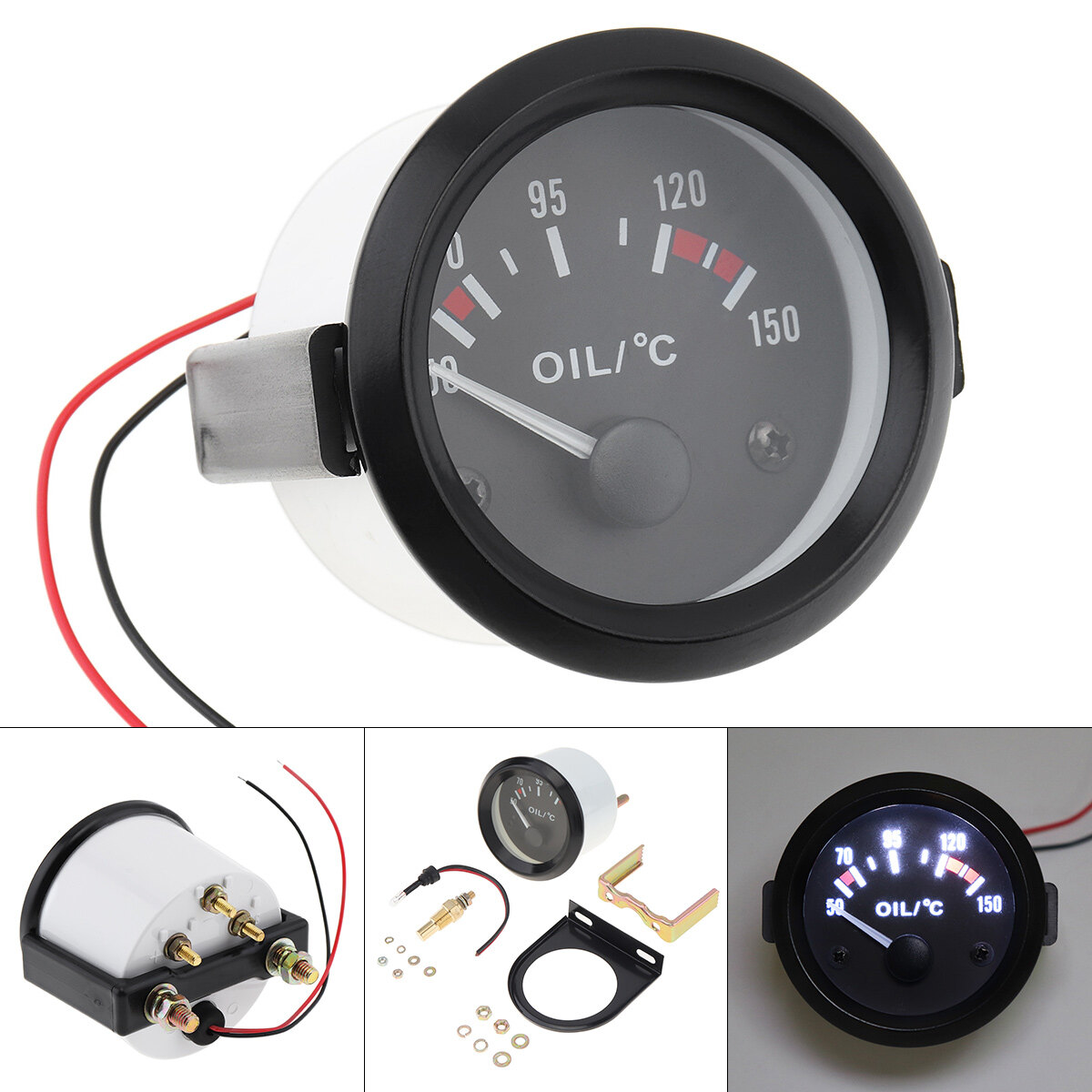 Đồng Hồ Đo Nhiệt Độ Nước Xe Hơi Thông Dụng 2Inch 12V, Đồng Hồ Đo Nhiệt Độ Nước Vôn Kế Ampe Kế Mức Nhiên Liệu Áp Suất Dầu