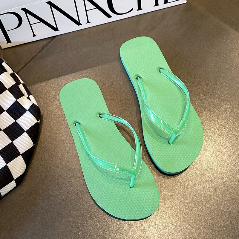 AOKANG Flip-flops Fashion Outer Wear Seaside Sandals and Slippers Non-slip Flip-Flops Cute Korean Beach Flip-flops