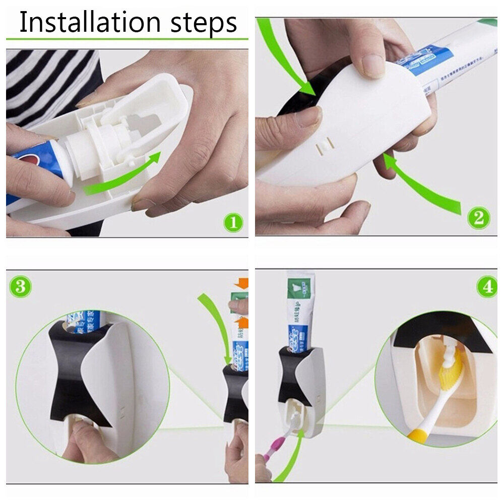 Bathroom Accessories Set Toothpaste Squeezer Automatic Release Toothbrush Holder Wall Mounted Bathroom Tool Rack Set