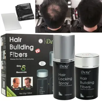 Dexe Hair Building Fibers With Hair Locking Spray Set Black