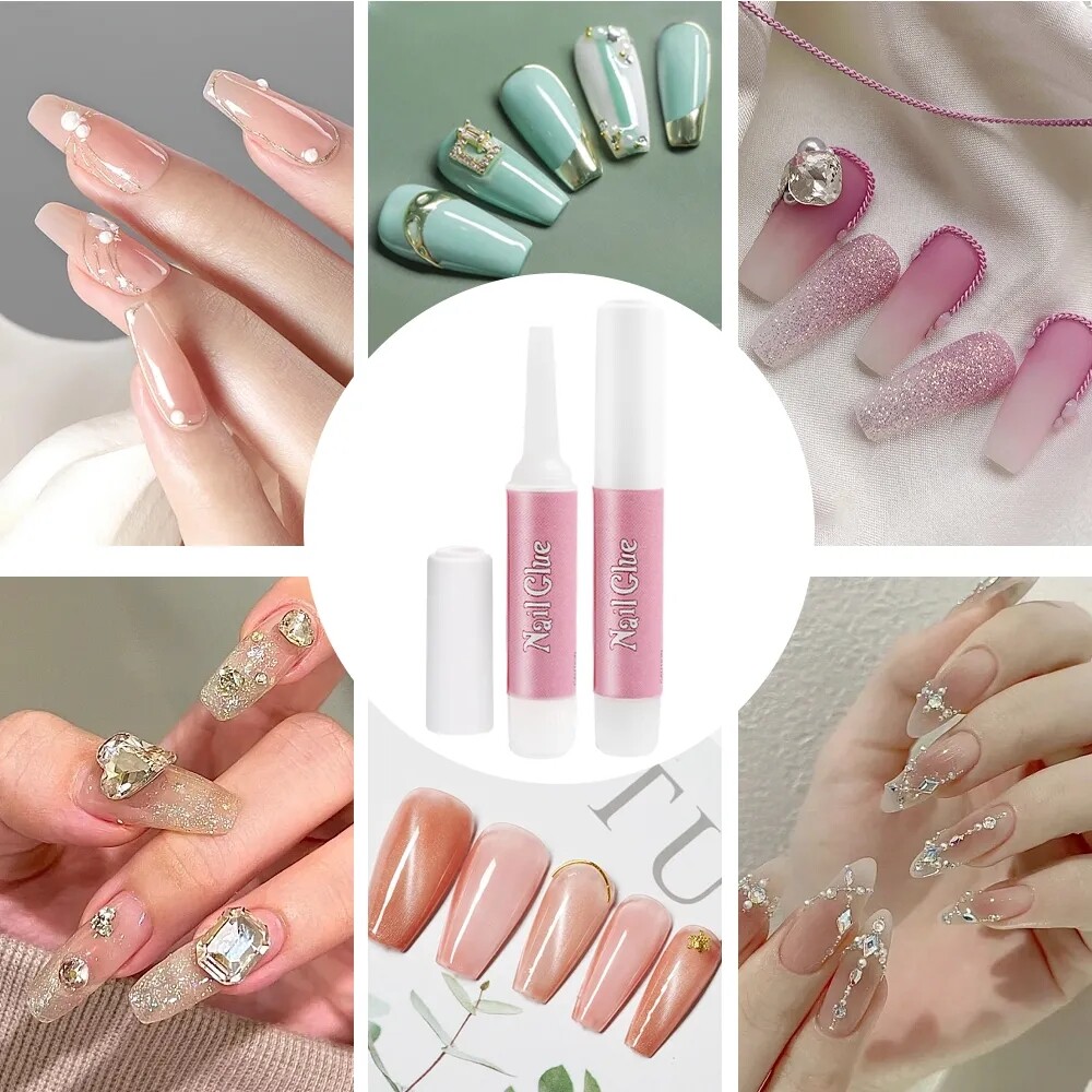 Nail Art Glue Fast-Dry Adhesive Acrylic Art False Tips 3D Decoration Nail Tips Multi-function Nail Rhinestone Glue Adhesive Tool