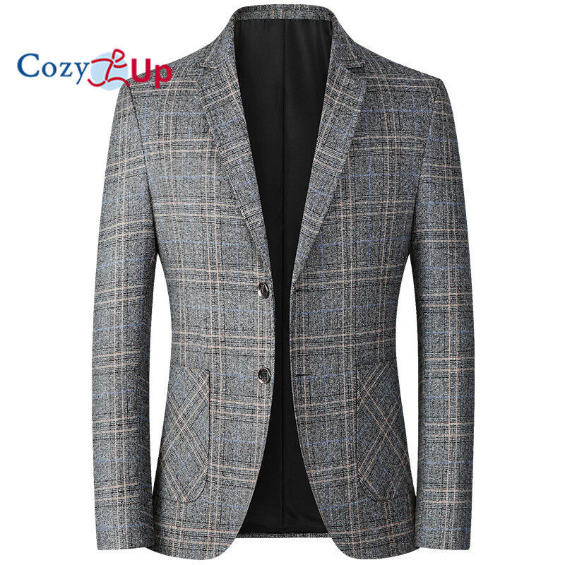 Cozy Up Men's Casual Suit Slim Fit Plaid Batik Single Row Two Buttons