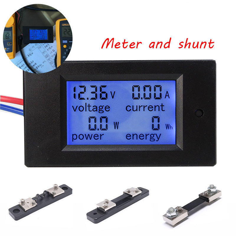 20a/50a/100a digital dc voltmeter 6.5-100v ammeter lcd 4 in 1 dc voltage current power energy amperimetro shunt meter detector