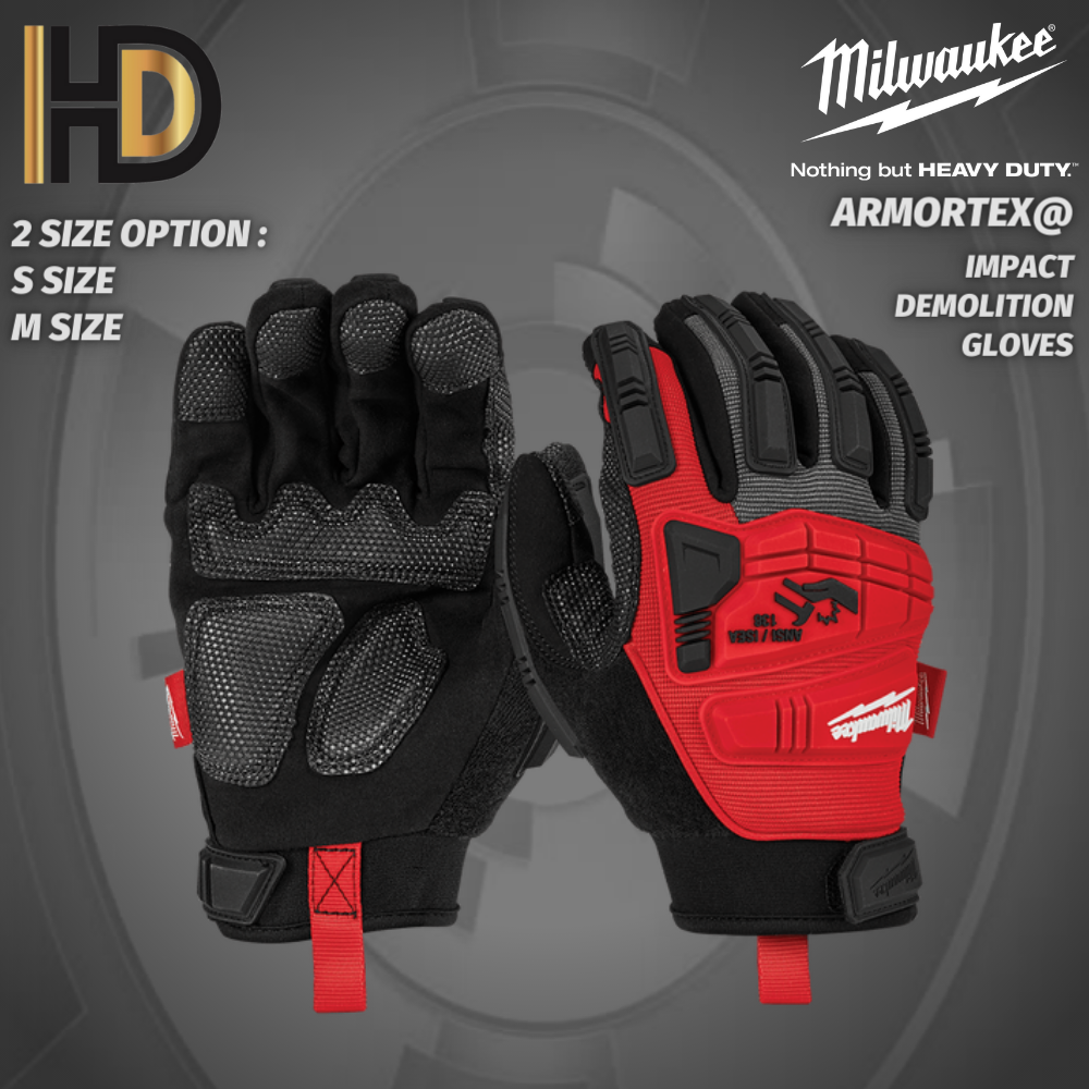 Milwaukee ARMORTEX Impact Demolition Gloves / M & L SIZE / Heavy Duty