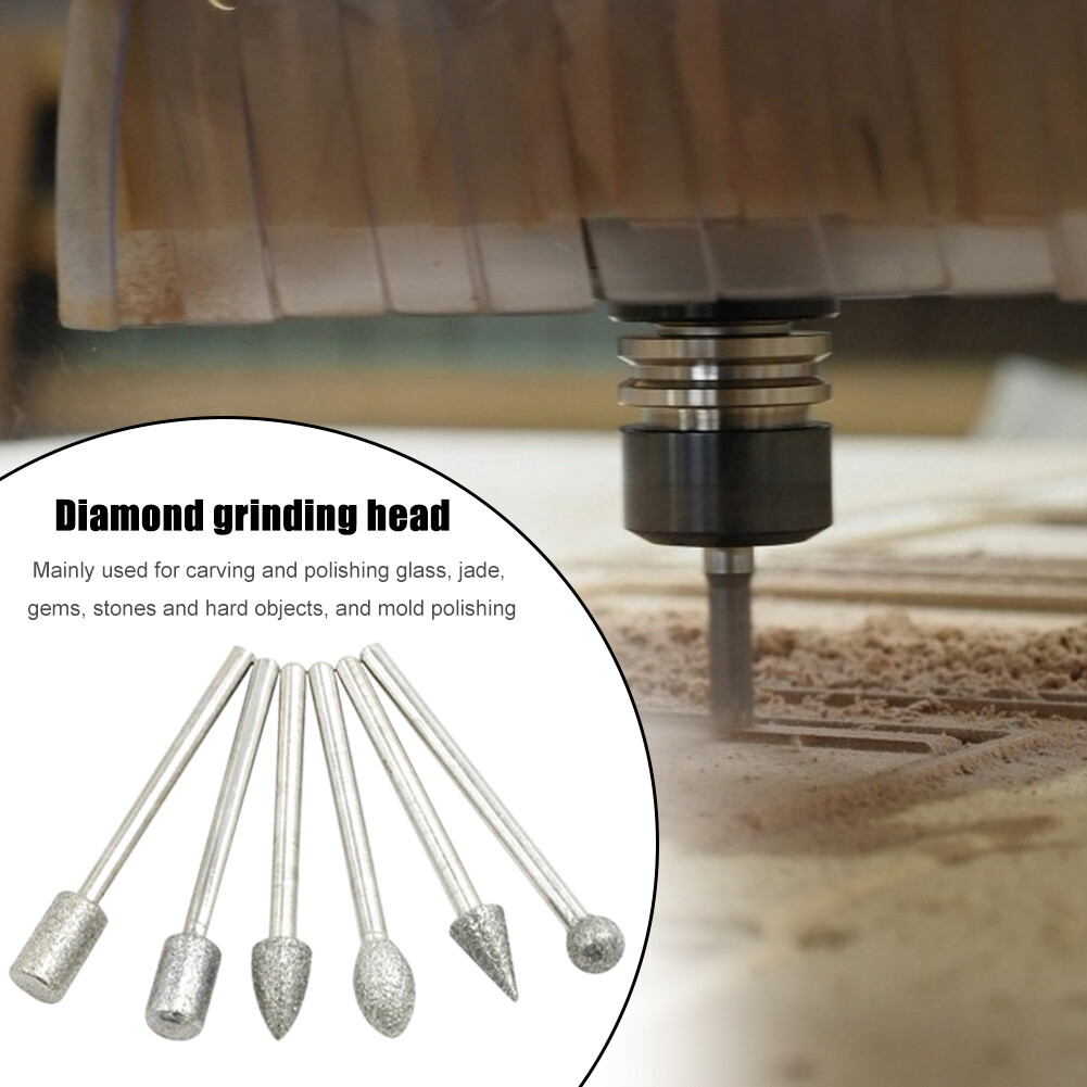 20pcs Diamond Grinding Heads 3mm Shank Mini Bit Set for Rotary Drill Tool
