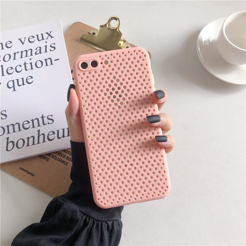 【Gobuy999】Summer Ultra Slim Heat Dissipation Breathable Cooling Honeycomb Silicone Phone Case for iPhone 6 6s 7 8 Plus X XR XS Max 11 11 Pro Max cases