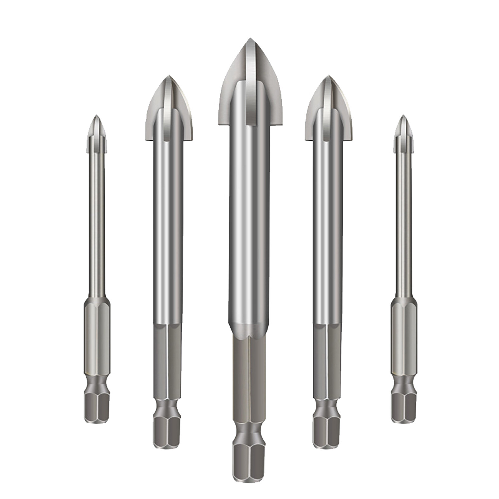 Farfi 5Pcs/Set Drill Bits Rust-Proof Multifunctional Alloy Marble Drill Bit Kit Drilling Tool