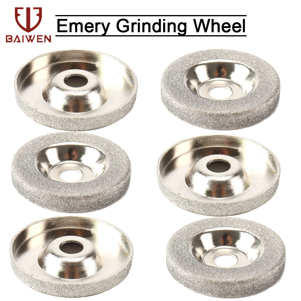 BAI WEN Bánh Mài Kim Cương 50Mm 2 Inch 150/180/360 Grit Đĩa Mài Đá Cốc Bánh Mài Cắt Góc Phụ Kiện Dụng Cụ Quay 2/5/6 Cái