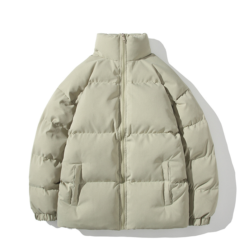 SINRANSINYA丨Áo Khoác Cotton Màu Trơn Dáng Rộng Cỡ Lớn Cho Nam Áo Khoác Cotton Cổ Đứng Dày Dặn Quần Áo Cotton Cho Nam