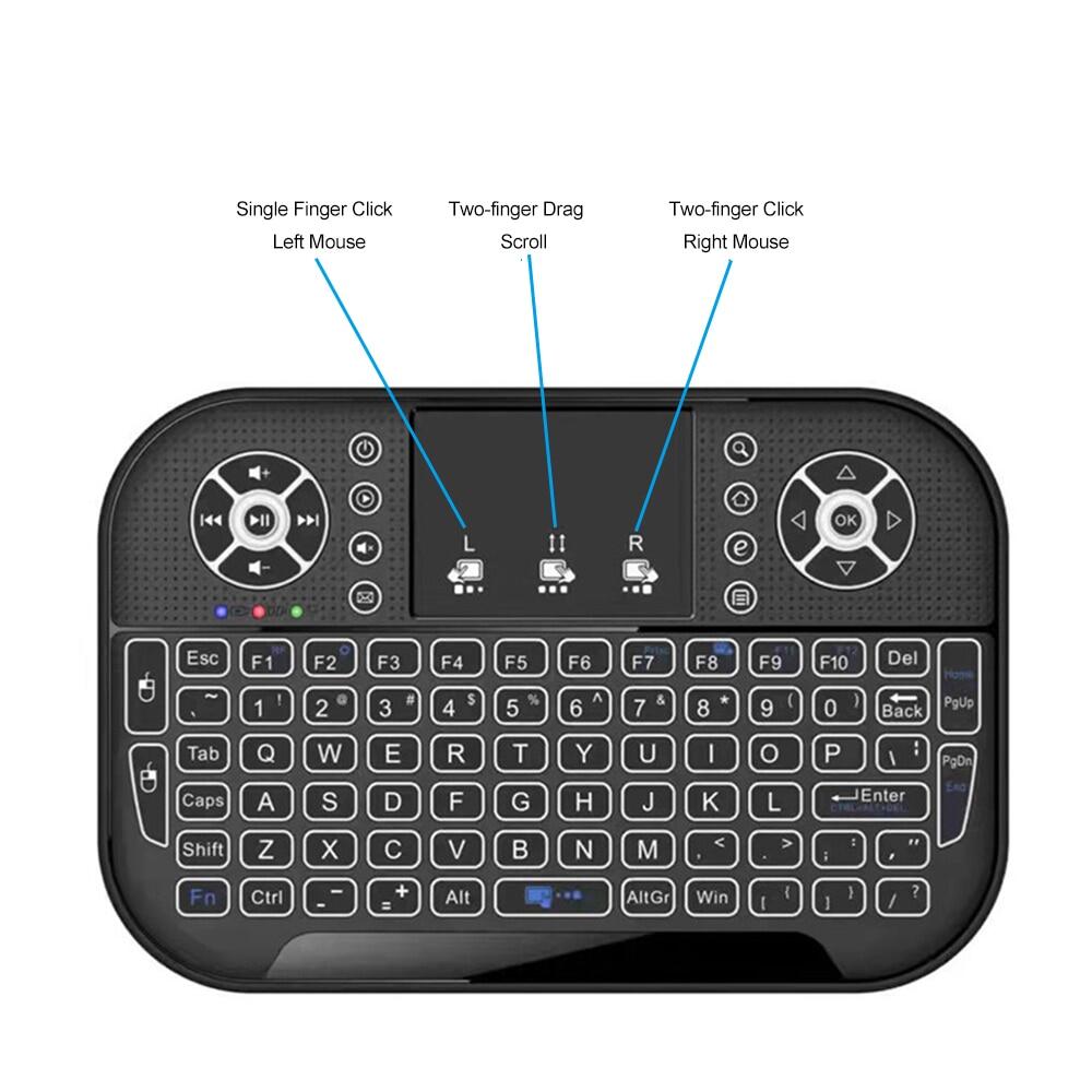 A8 Mini 2.4G Keyboard Backlight Bluetooth Air Mouse Wireless Touchable Remote Control For Smart TV Box Desktop Touchpad PC