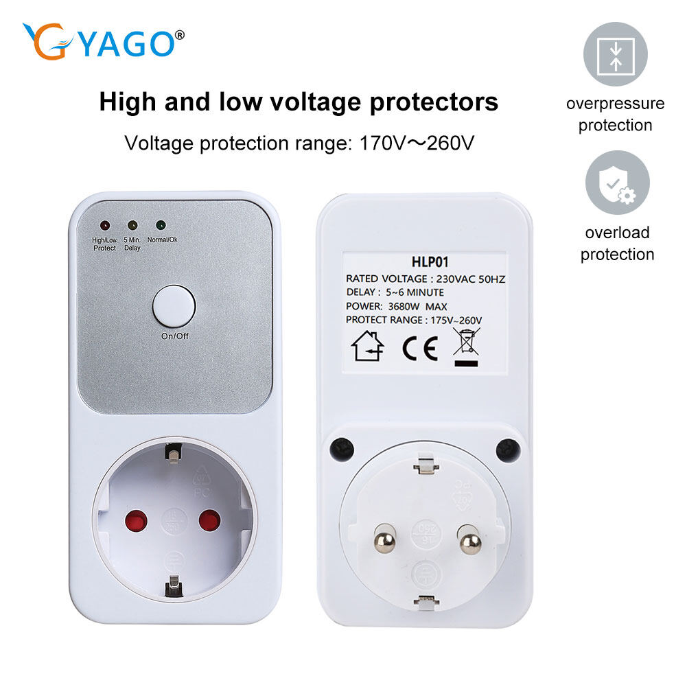 RCYAGO Automatic Voltage Protector, 170-260V Socket Voltage Protector Stable voltage Protector EU Plug Safe Refrigerator Protect,Relay Socket for Kitchen,Home