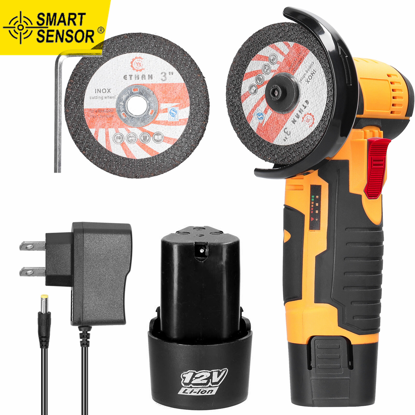SMART SENSOR 19500rpm Electric Grinding Tool Multifunctional Mini Grinder Handheld Cutter for Cutting Polishing Ceramic Tile Wood Stone Steel With Brush