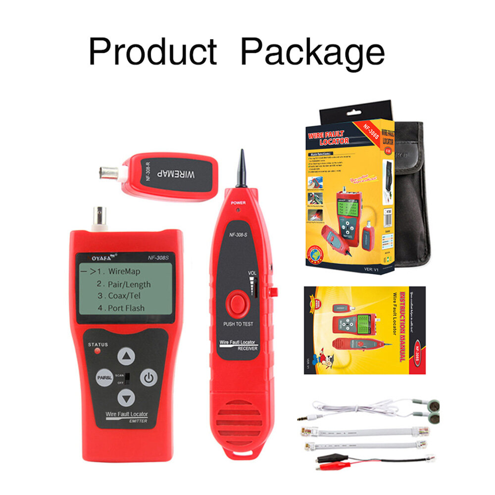 KKmoon NOYAFA Multi-functional LCD Network Cable Tester High Precision Line Finder Coaxial Line Tester RJ11 RJ45 Wire Length Finder with 1 Remote Adapter