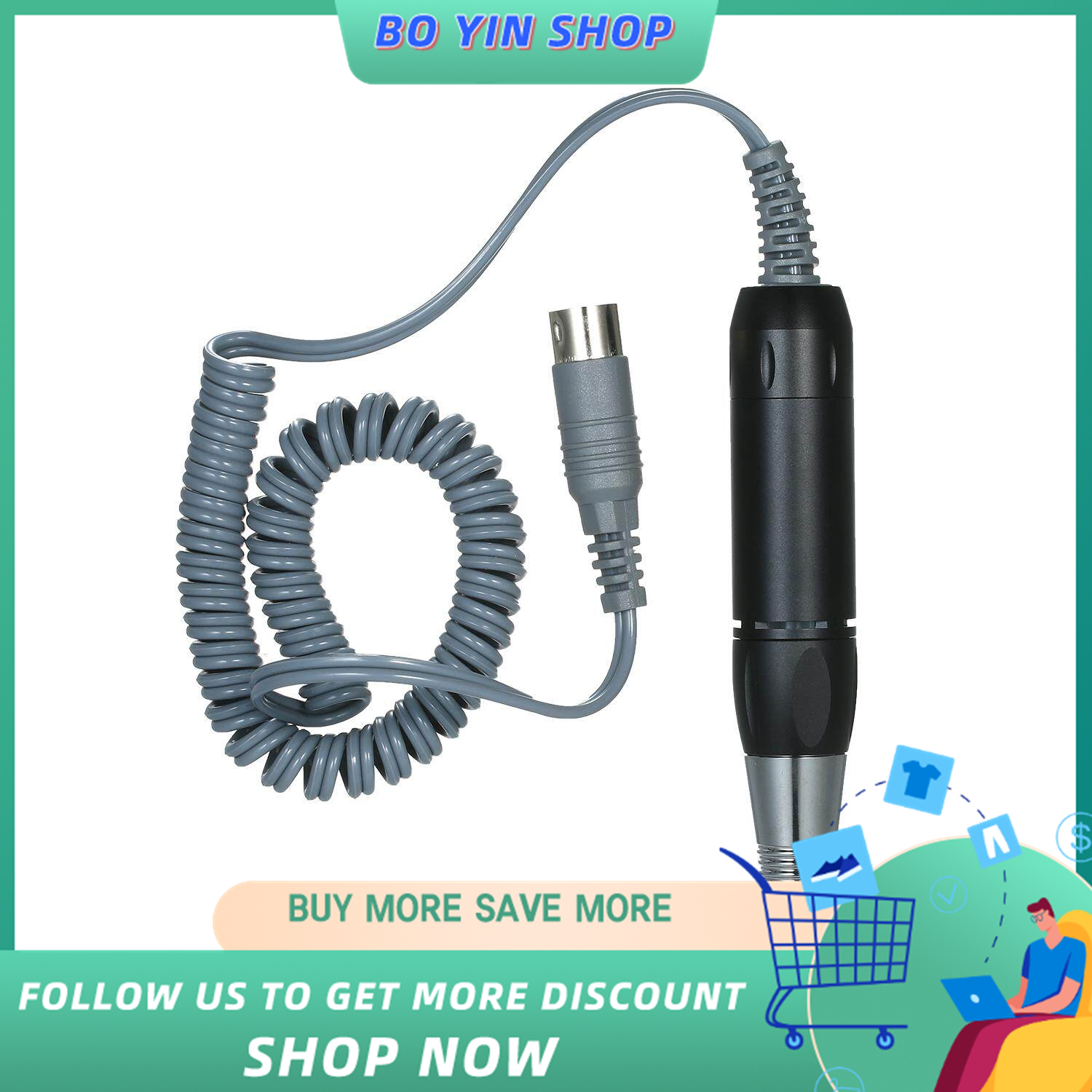 Professional Electric Nail Art Drill Pen Handle File Polish Grind Machine Handpiece Manicure Pedicure Tool Nail Art Accessories Black