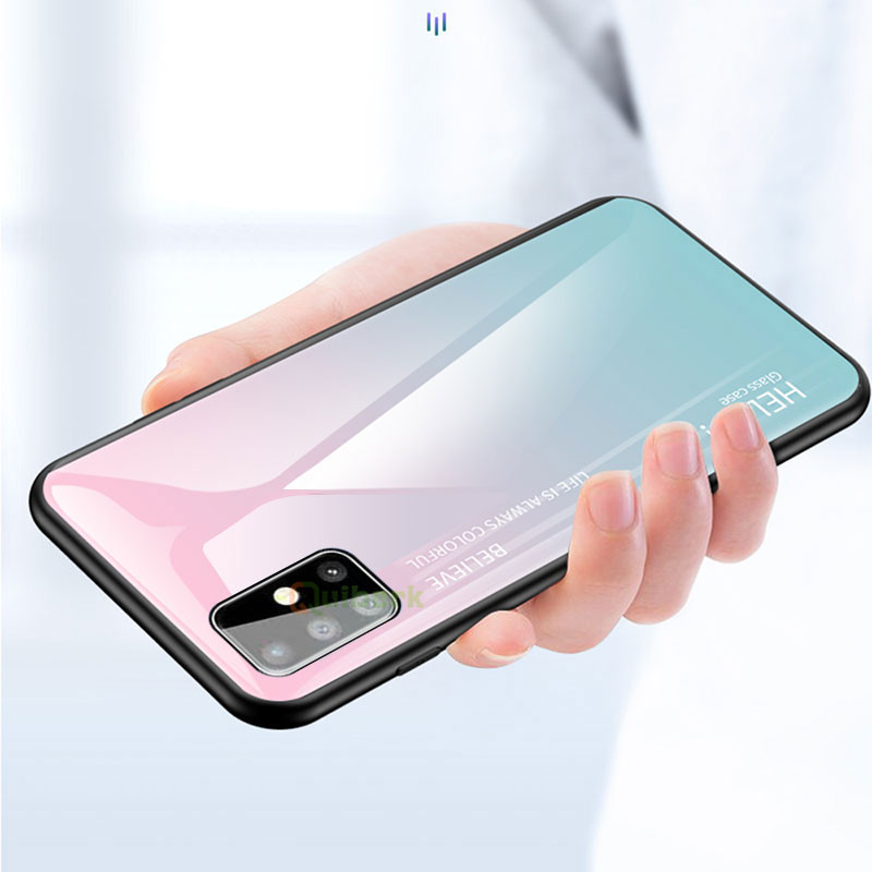 Đối với Samsung Galaxy A51 Vỏ kính cứng Gradient Chống xước Bảo vệ mặt sau
