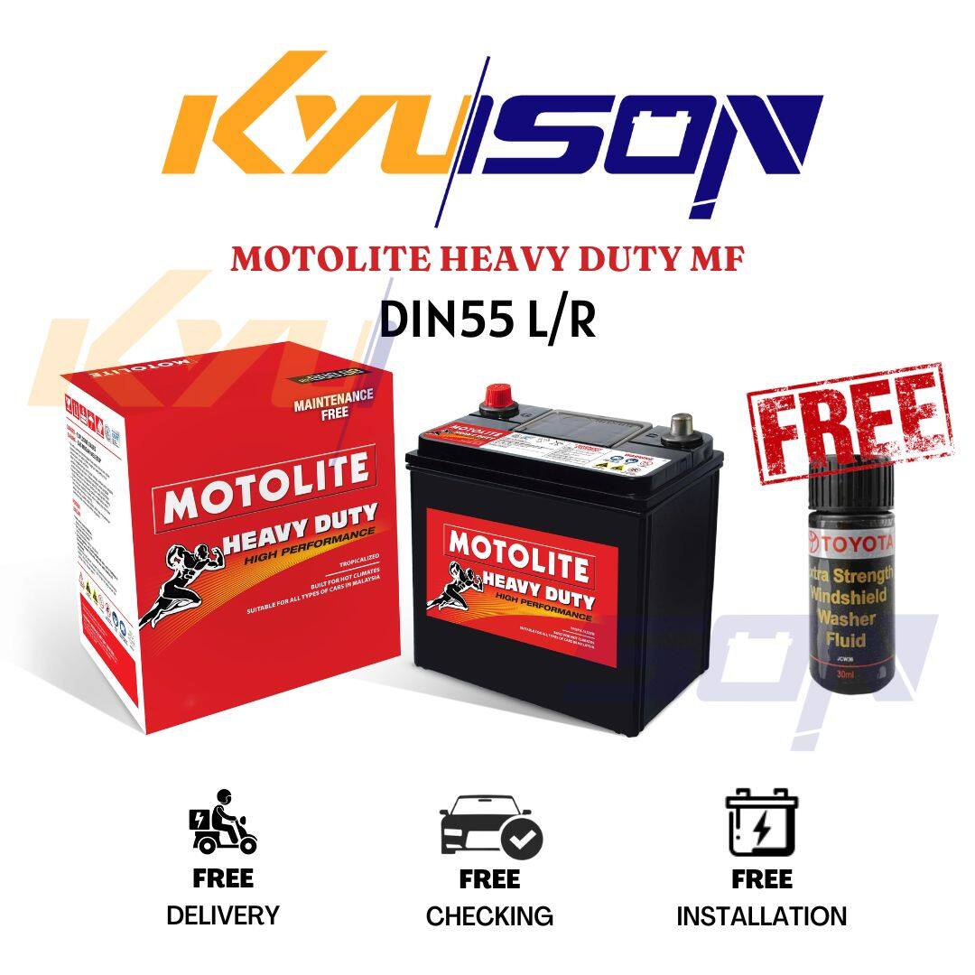 DIN55L DIN55R DIN55 Motolite Heavy Duty MF Car Battery Bateri Kereta