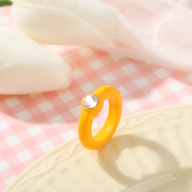 17MILE 4pcs/set of colorful ring set sweet heart shape rings hollow chain ring ladies fashion ring jewelry