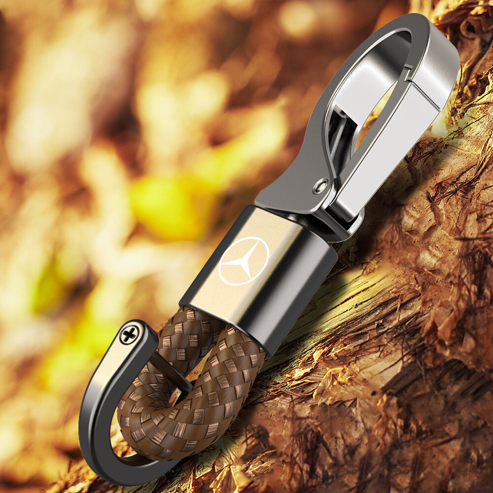Cho m E r C E D E S Xe Hơi Kim loại móc khóa da thời trang keyholder