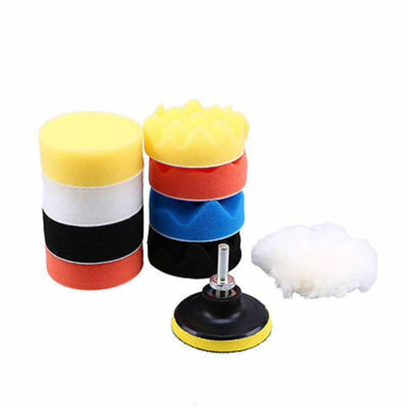 11PCS Sponge Polishing Foam Waxing Buffing Pads Set Kit Compound Auto Car Drill