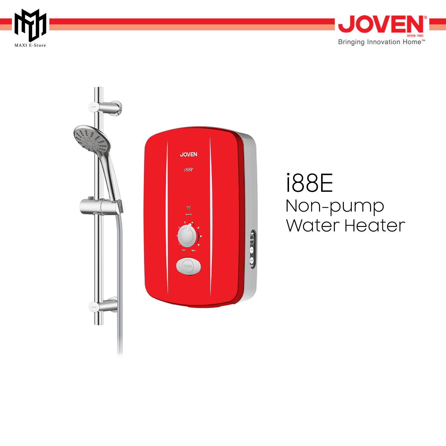 Joven i88E Shower Non Pump Instant Water Heater - RED | Lazada