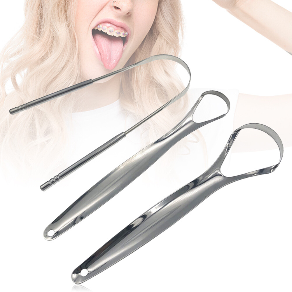 [Ready Stock]1/3pcs Tongue Scrapers Set of 3 Stainless Steel Tongue Cleaner to Reduce Bad Breath Cheap Price Free Ship
