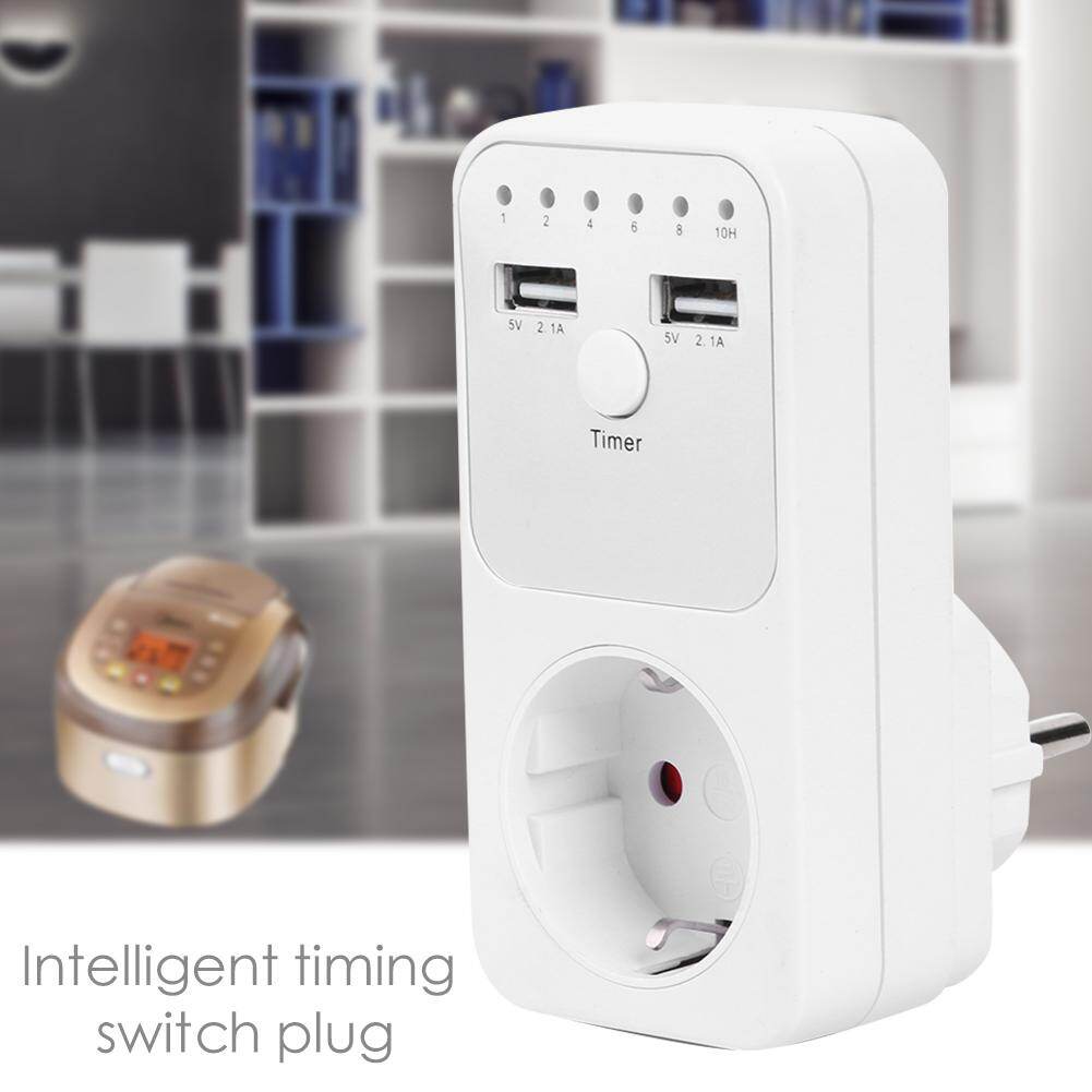 Dual USB EU Plug Timing Socket Timer Switch Countdown Outlet Controller