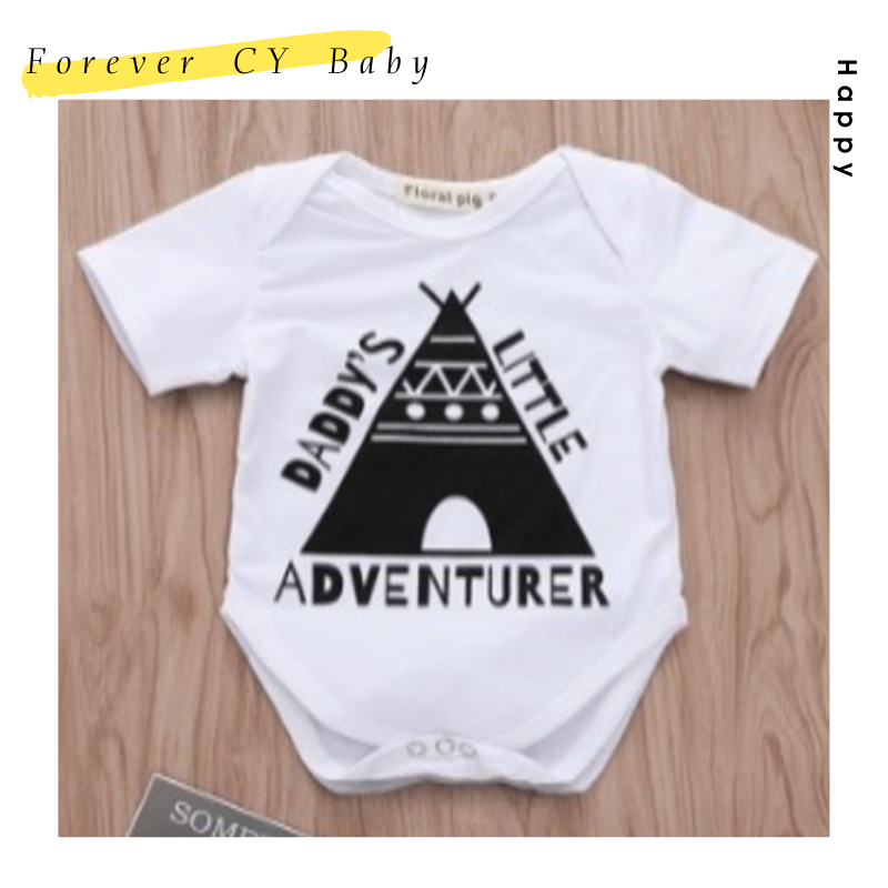 【Forever CY Baby】Infant เด็กชายหญิงฤดูร้อนเสื้อผ้าลำลองทารกแรกเกิดเด็กตัวอักษรบอดีสูทพิมพ์ลายทารกเด็กชายเสื้อผ้าเด็กบอดี้สูทชุด