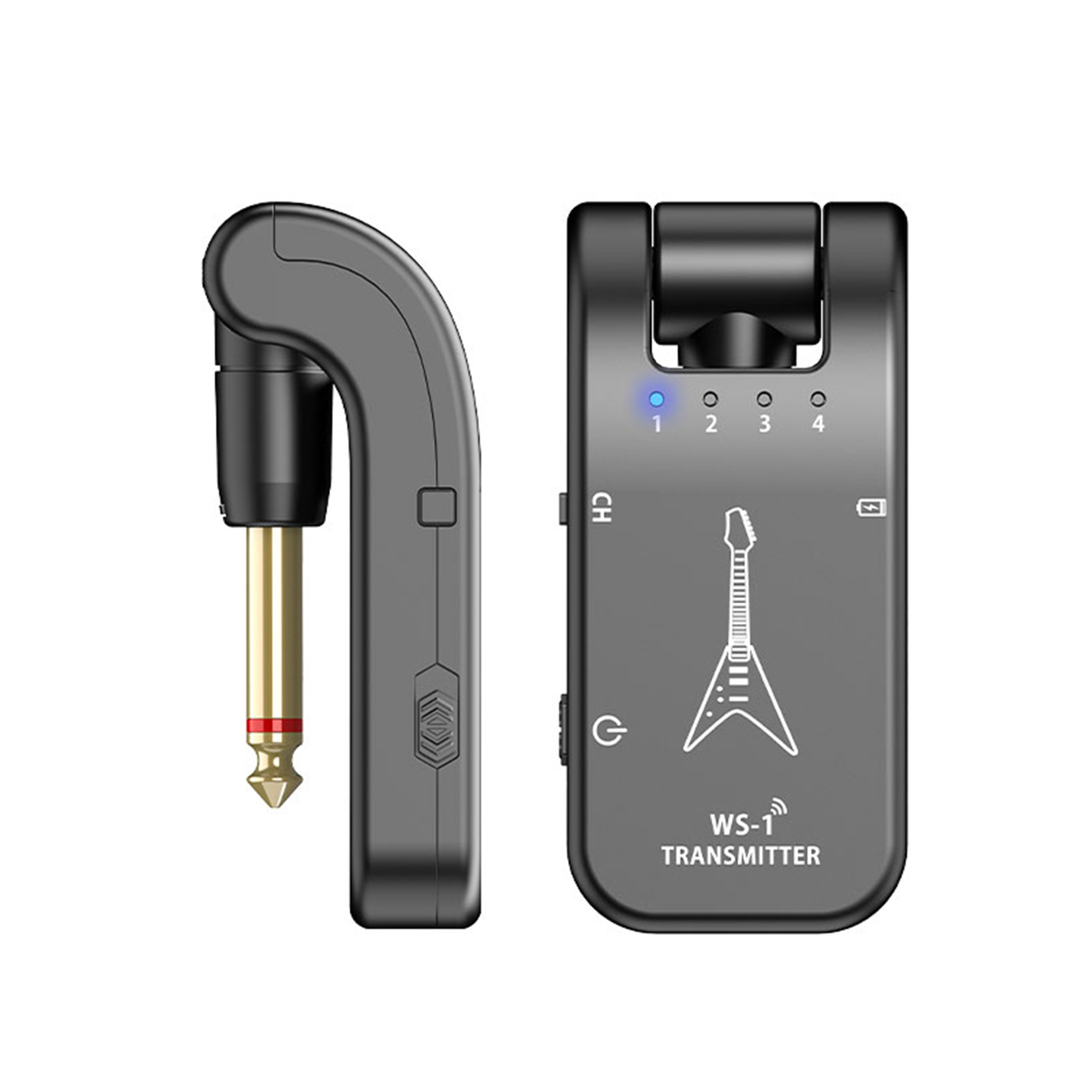 [ammoon]WS-1 2.4GHz Wireless Guitar System Rechargeable Audio Transmitter and Receiver 4 Channels 30m Transmission 282º Rotatable Head 5H Endurance for Electric Guitar Bass Violin
