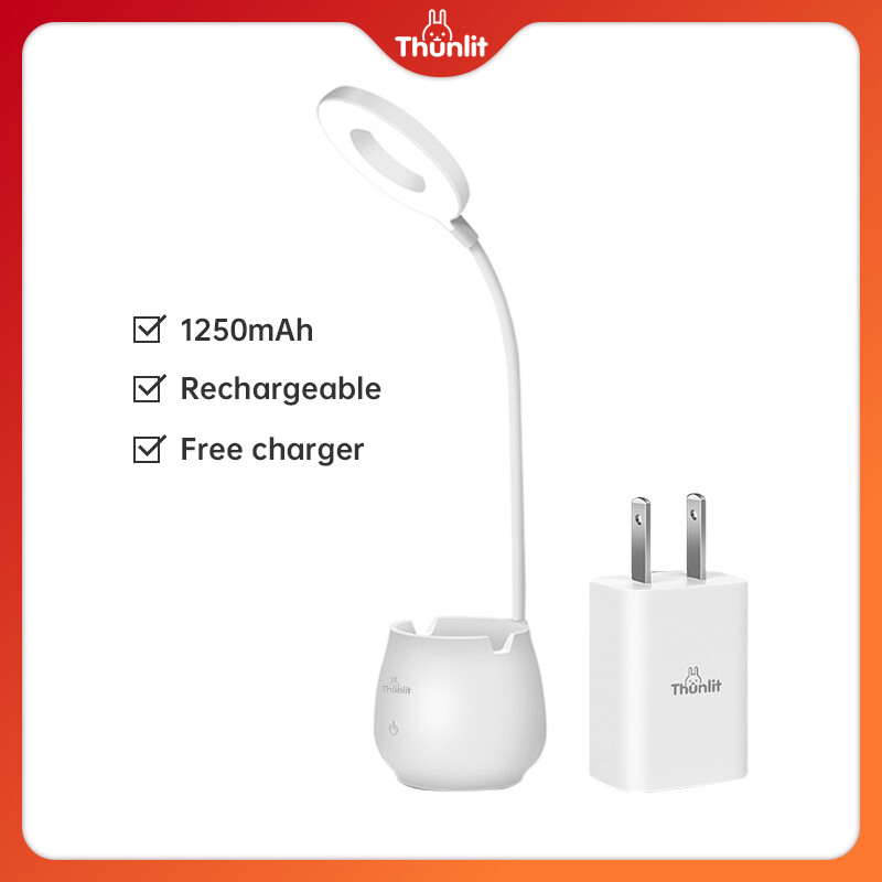 Thunlit Desk Lamp with Pen Holder USB 1250mAh Rechargeable Dimmable 3 Color Temperatures
