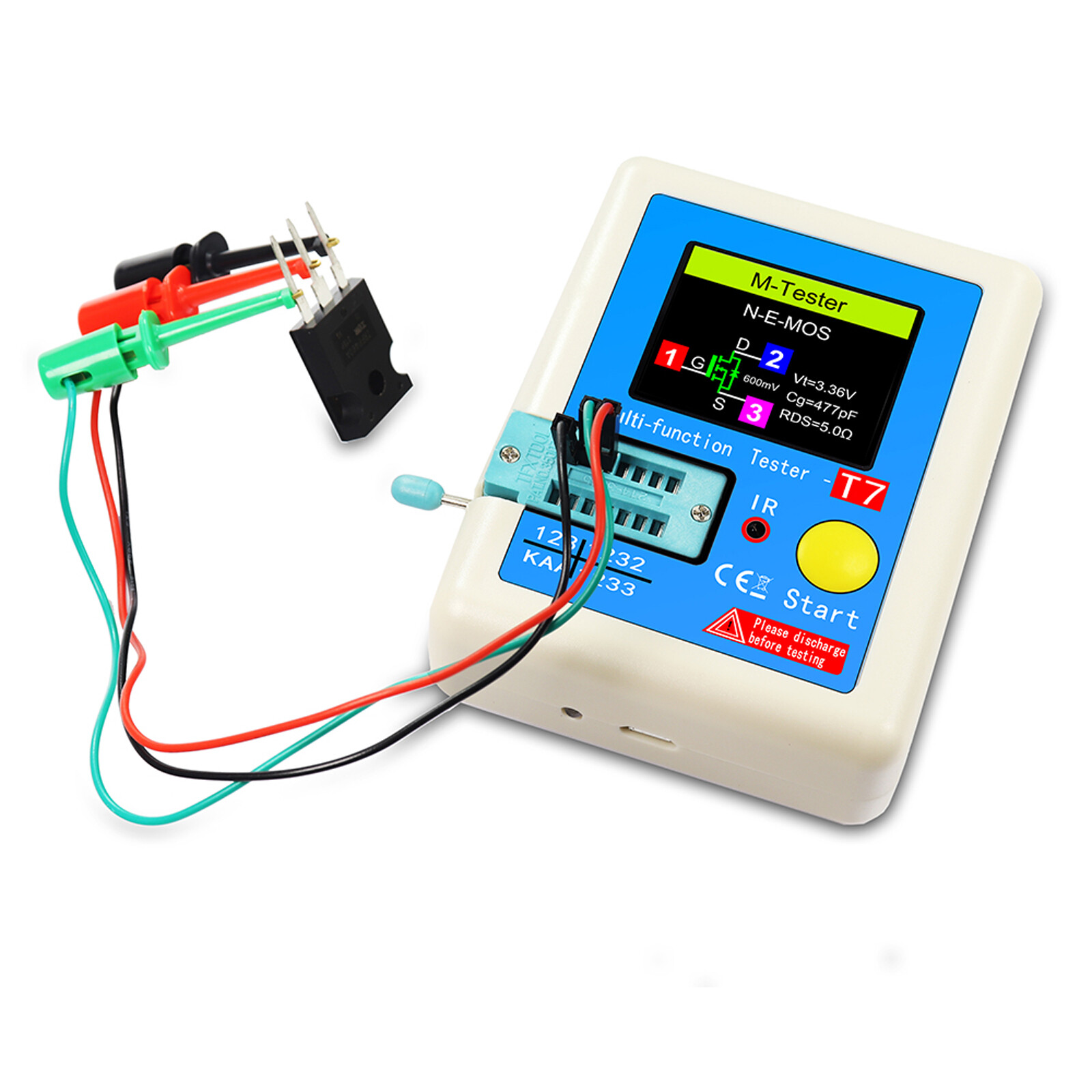 KKmoon Transistor Meter LCR-T7 Multi-Function Capacitance Resistance Tester Full Color Display Transistor Meter for Diode Triode Capacitor Resistor Transistor LCR NPN PNP MOSFET