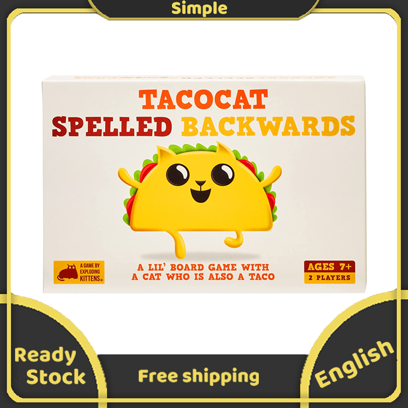Exploding Kittens Tacocat Spelled Backwords Board Game English Version 2 Players 7 Mins Game