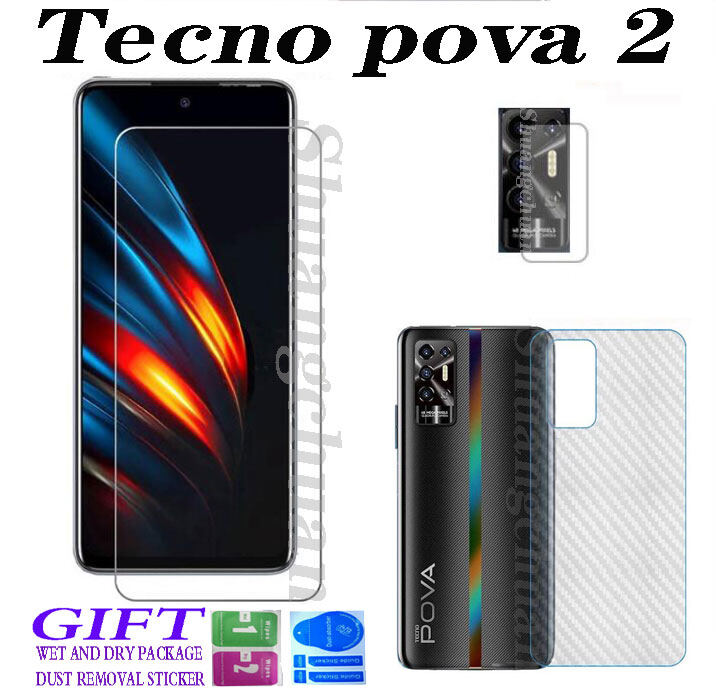 3IN1 Tecno pova 2 is suitable for Infinix Hot 10s tempered glass film Infinix Hot 9 Hot 8 Infinix Note8 Note7 Note7Lite 9H  fully transparent tempered glass film + lens film + back film Infinix Hot 10s NFC Hot10 Hot10play