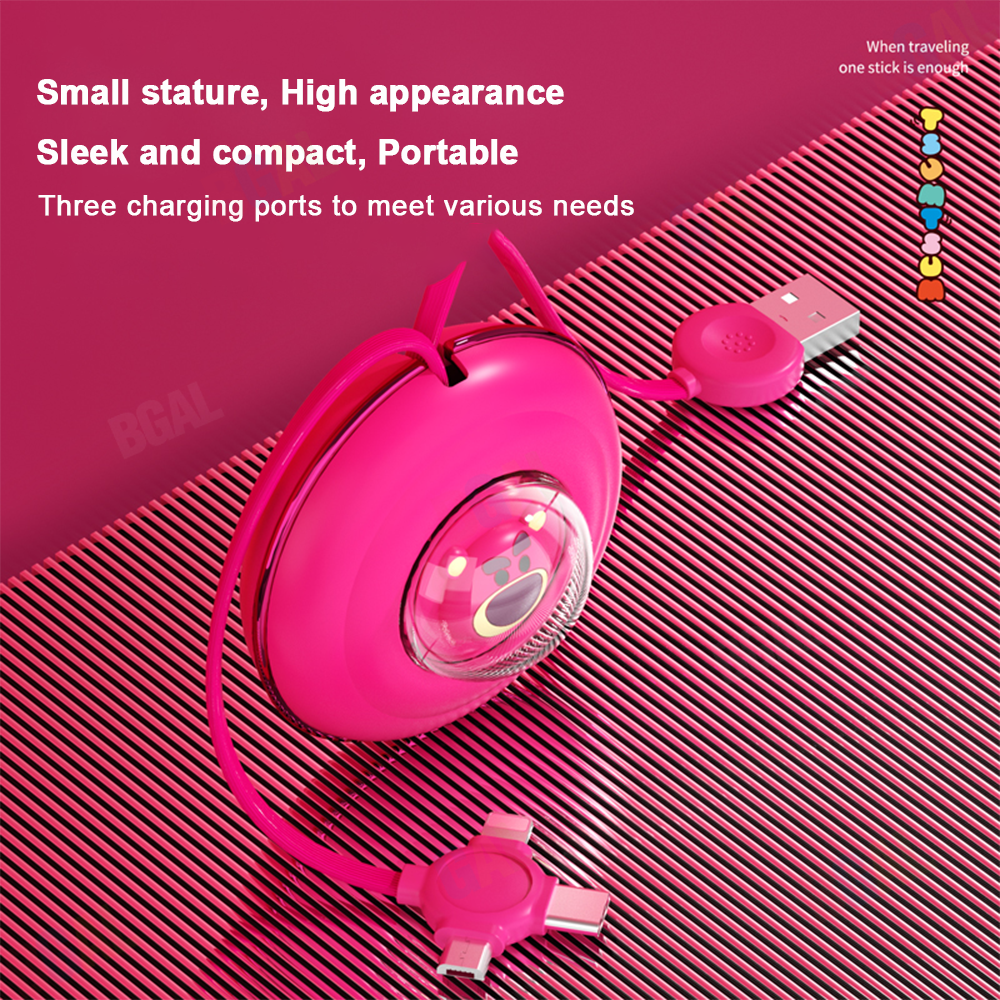 100% Authentic Disney Cable Fast Charging 2.4A Lightning Cable Adjustable 3 in 1 Charging Cables Micro USB Type-C 1.2 meter for all smart devices TSUM TSUM DTM1