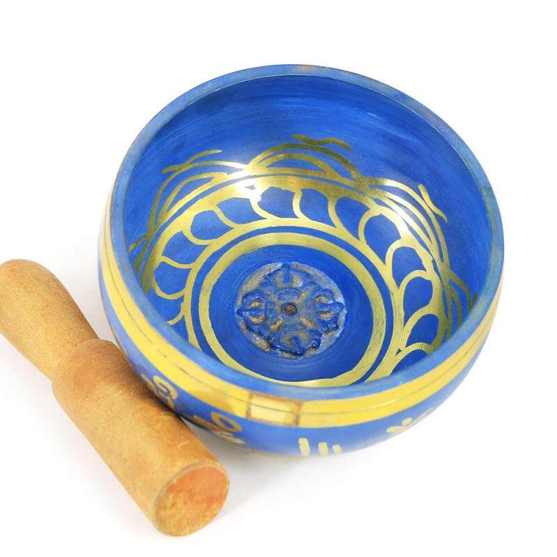 Blue Copper Buddha Sound Bowl Yoga Tibetan Singing Bowl Religion Belief Home Decoration 85mm