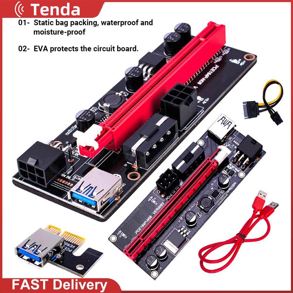 Pci express riser card usb 3.0 cable pci-e 1x to 16x extender adapter 4pin 6pin power for gpu mining miner