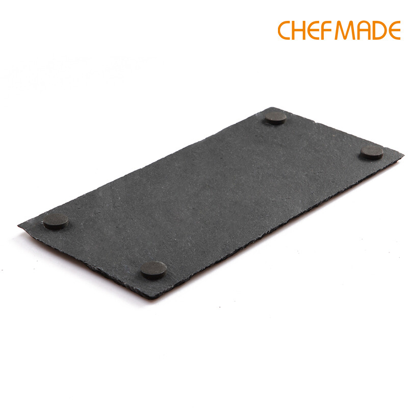Đĩa Bazan Hình Chữ Nhật CHEFMADE Màu Đen Tự Nhiên Đá Phiến Đĩa Vuông Phô Mai Sushi Bít Tết Thịt Nướng WK9361