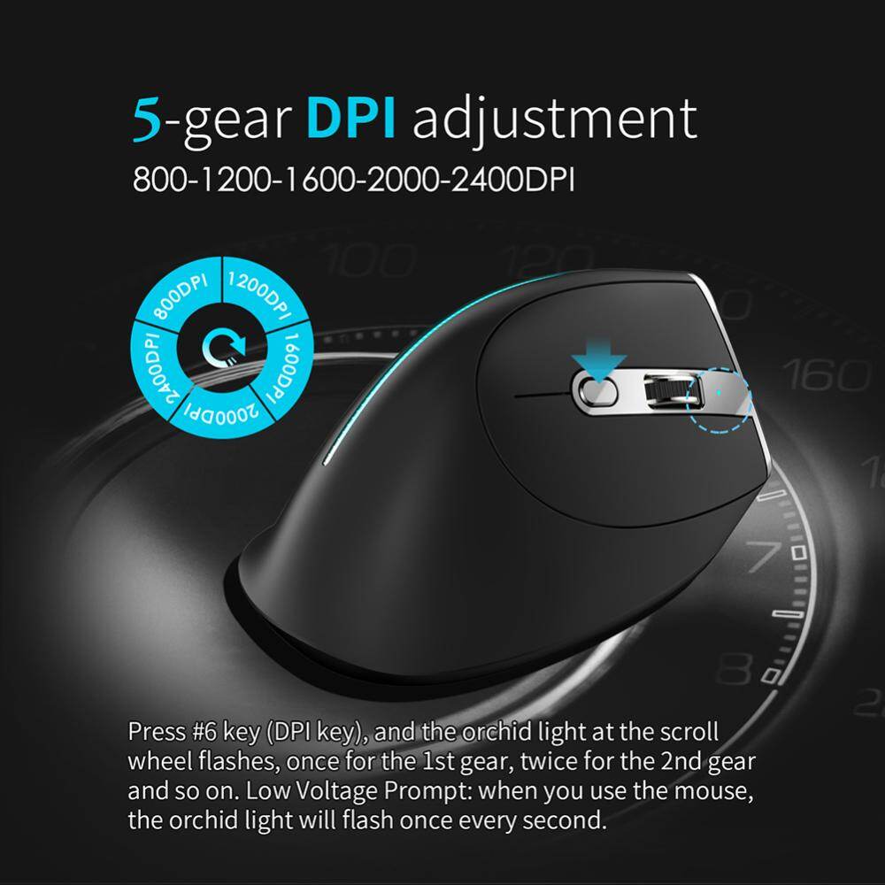 F-36 Ergonomic Vertical Mouse 2400 DPI 8 Buttons Wireless Rechargeable Mice Professional for Computer Laptop Desktop