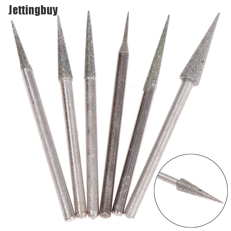 6Pcs 1-4mm Diamond Grinding Head Needle Bits Burrs Engraving Carving Tool 2.35mm