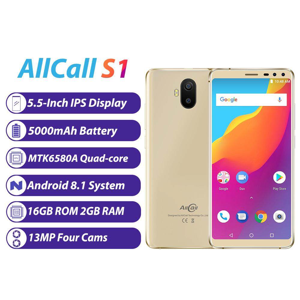 Allcall S1 3g โทรศัพท์มือถือ Wcdma โทรศัพท์ Android 8.1 Mtk6580a Quad - Core 5.5 นิ้ว 18:9 จอแสดงผล 16 Gb Rom 2 Gb Ram 13mp สี่ Cams