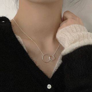 Fashion Jewelry Shop INS Mặt dây chuyền chữ thập nhẫn ngọc trai cho nữ Vòng cổ kim loại tinh tế cho sinh viên OOTD thumbnail
