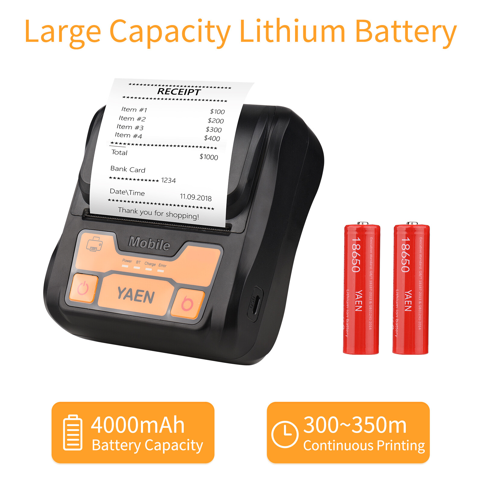 Máy Tạo Nhãn BT Cầm Tay Máy In Hóa Đơn Nhiệt 80Mm Không Dây Kết Nối BT Sử Dụng Với Ứng Dụng Tương Thích Với Điện Thoại Thông Minh Android Có Thể Điều Chỉnh Độ Rộng Giấy S Cho Nhà Hàng Siêu Thị Nhà Bếp Văn Phòng Doanh Nghiệp Nhỏ
