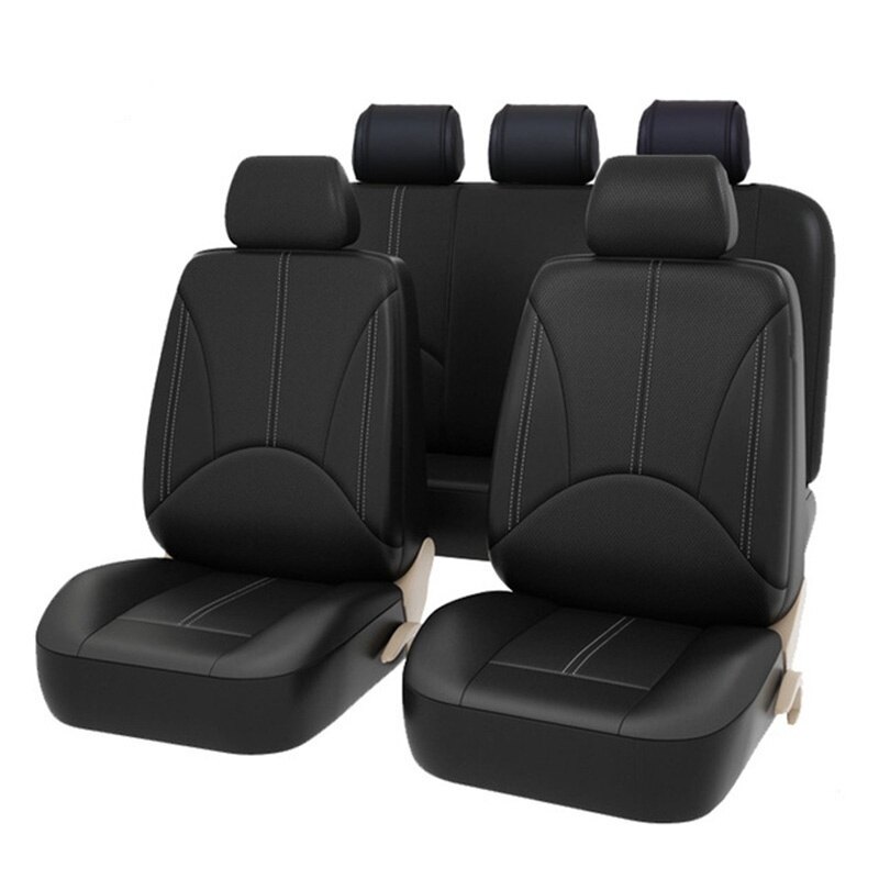 4pcs/9pcs PU Leather Universal  Car Seat Cover Full Set Black Seat Protector Covers