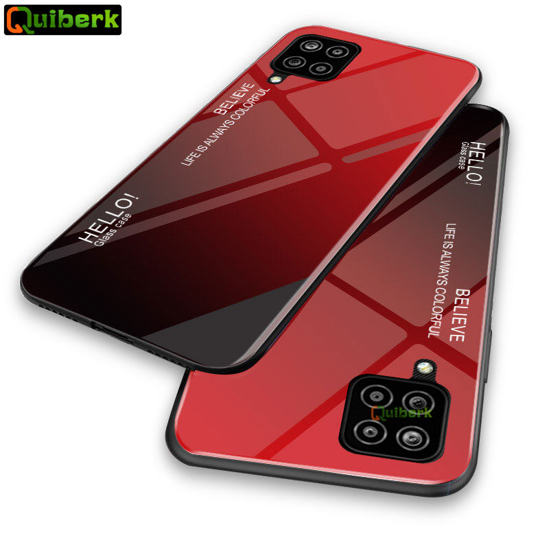 For Samsung Galaxy A12 Hard Gradient Glass Casing Anti-Scratch Case Back Cover Protection