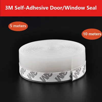 5M Self Adhesive Door Seal Strip Weather Stripping Silicone Bottom Door Seal Soundproof Doors and Windows Weather Stripping Translucence 16 Feet 1 inch