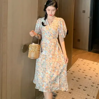 chiffon dress v neck